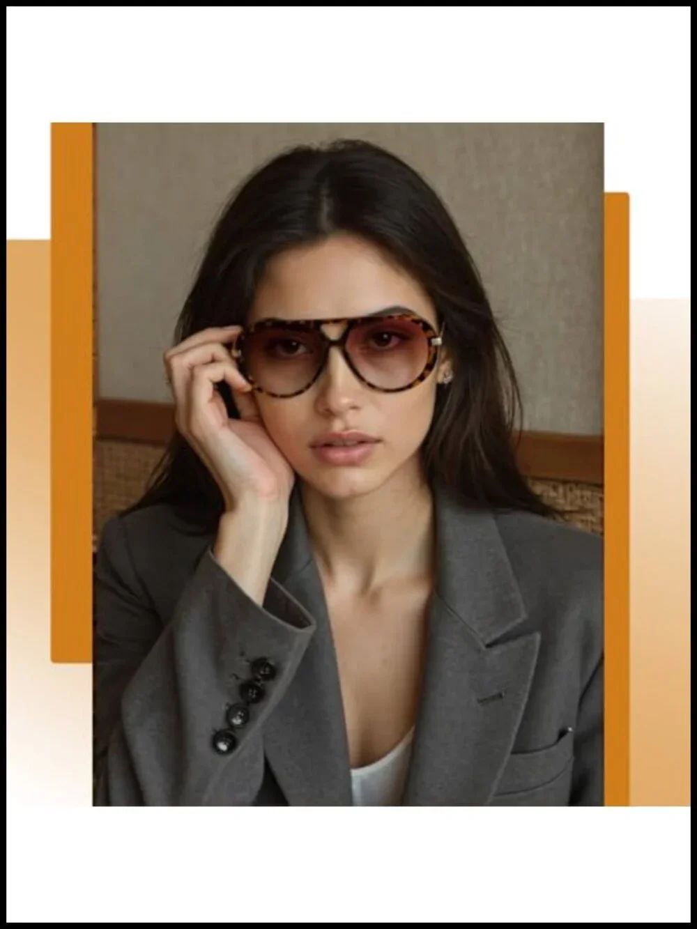 Oversized Retro Double Bridge Sunglasses UV400 Protection for Women Men